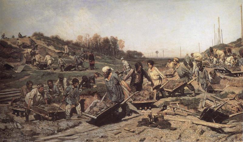 Konstantin Savitsky Repairing the railway oil painting image